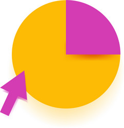 pink arrow cursor pointing upward to two tone pie vector