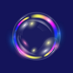 Rainbow glossy soap bubble realistic transparent Vector Image