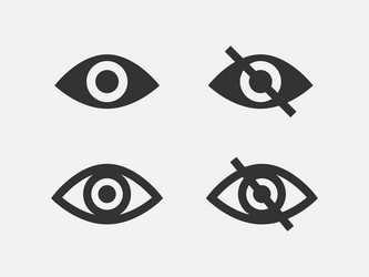 Set show password icon eye symbol vision hide vector