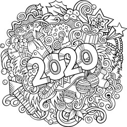 2020 doodles new year objects vector