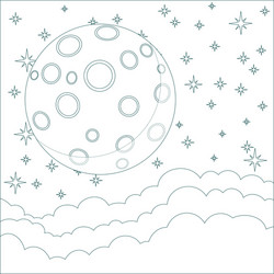 A cartoon moon with space for text in the clouds vector