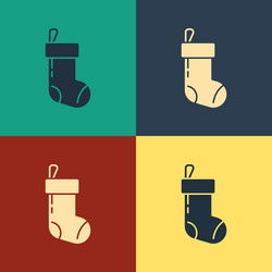 Color christmas stocking icon isolated vector