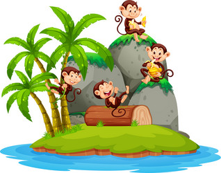 Happy monkey on isolated island vector