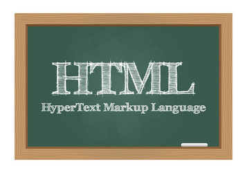 html text on chalkboard vector