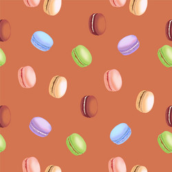 seamless pattern with colorful macaroon cookies vector image