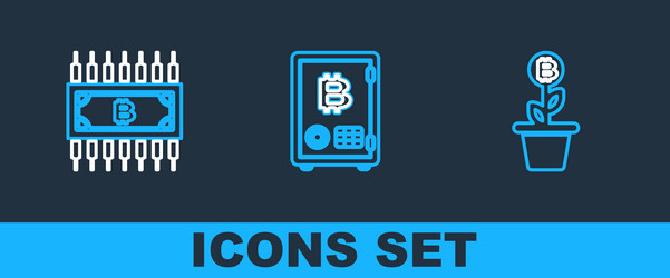 set line cryptocurrency key bitcoin with circuit vector image