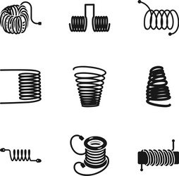 spring coil icon set simple style vector image