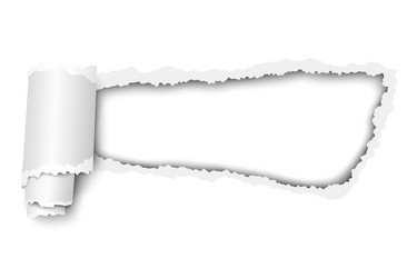 torn hole in white paper with soft shadow vector image