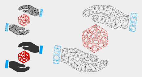 Hands throw dice mesh 2d model and triangle vector