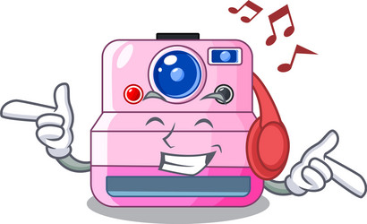listening music instant camera in a shape vector image
