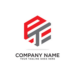 p and t hexagonal logo design template initial vector image