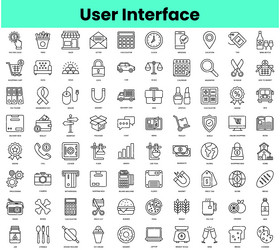 set of user interface icons linear style icon vector image