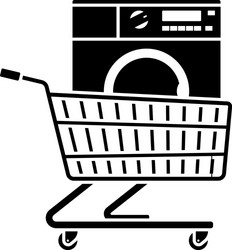 Shopping cart with washing machine icon vector