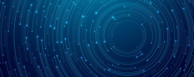 thin line circuit circle wires in blue on tech bg vector image