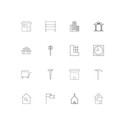 Buildings and constructions linear thin icons set vector