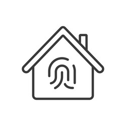 fingerprint home lock icon in line design vector image