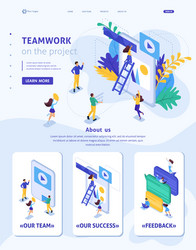 isometric concept success in business teamwork vector