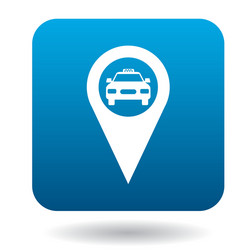 map pointer with taxi icon in flat style vector image