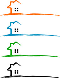 Real estate logo with abstract property and home vector