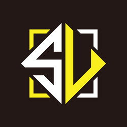 s u initials quadrangle monogram with square vector image