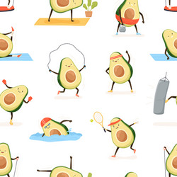 Cute smiling happy strong avocado Royalty Free Vector Image