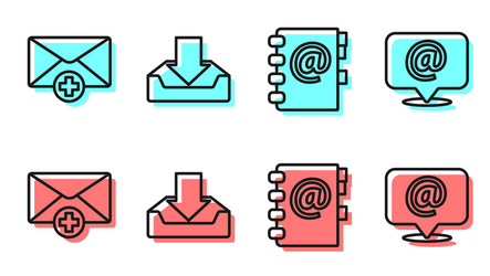 set line address book received message concept vector image