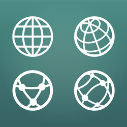 white linear globe icons set for web apps ui vector