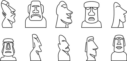 Moai Statues - Easter Island Icons Vector Image