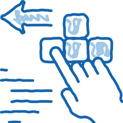 push game controller button doodle icon hand drawn vector image