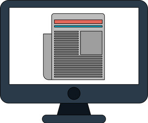 computer with document on screen icon image vector image