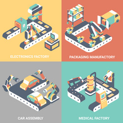 Factory Automation Isometric Set vector image