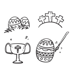 Hand drawn doodle happy easter day icon set vector