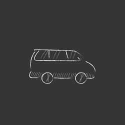 Minivan drawn in chalk icon vector