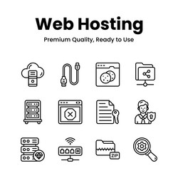 premium quality web hosting icons set ready vector image