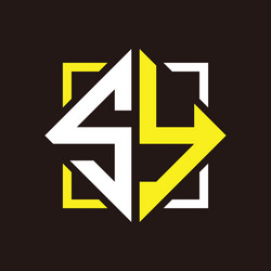 S y initials quadrangle monogram with square vector