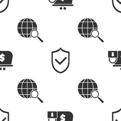 Set closed wallet with lock shield check vector