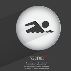 Swimmer pool flat modern web button with long vector