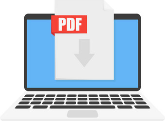 Upload pdf document to laptop in flat vector