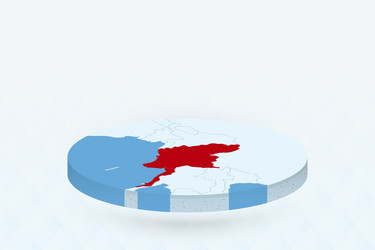 3d isometric map highlighting myanmar in red vector image