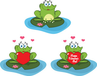 Adorable Frog Character Set Vector Image