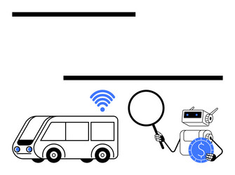 autonomous vehicle and robot analyzing smart vector image