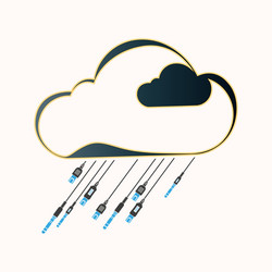 computer cloud of dark color with a golden frame vector image