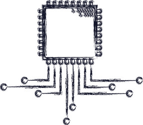 cpu microprocessor icon in blurred silhouette vector image