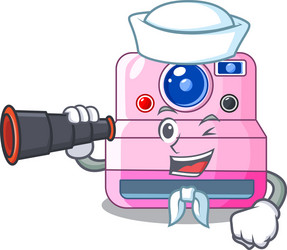 sailor with binocular instant camera in a shape vector image