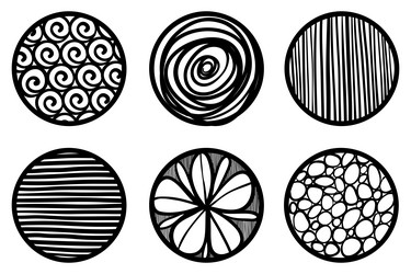 set of round abstract black backgrounds vector image