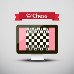 Chess - strategy game on computer screen design vector