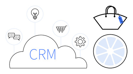 cloud-based crm system integrating shopping cart vector image