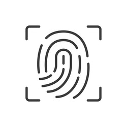 fingerprint focus icon in line design vector image