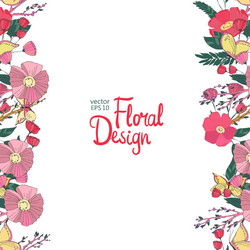 floral border with flowers berries and butterfly Vector Image