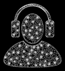 glowing net mesh listen headphones with lightspots vector image